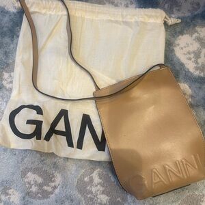 Ganni Beige Leather Crossbody Bag